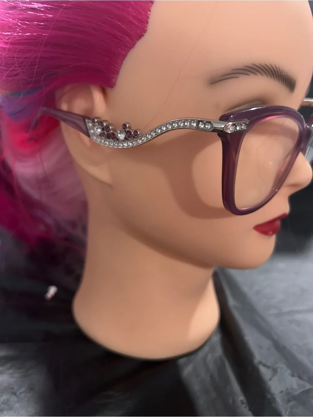 Pier Martino pink/amethyst acetate rims with premium rhinestones and Swarovski